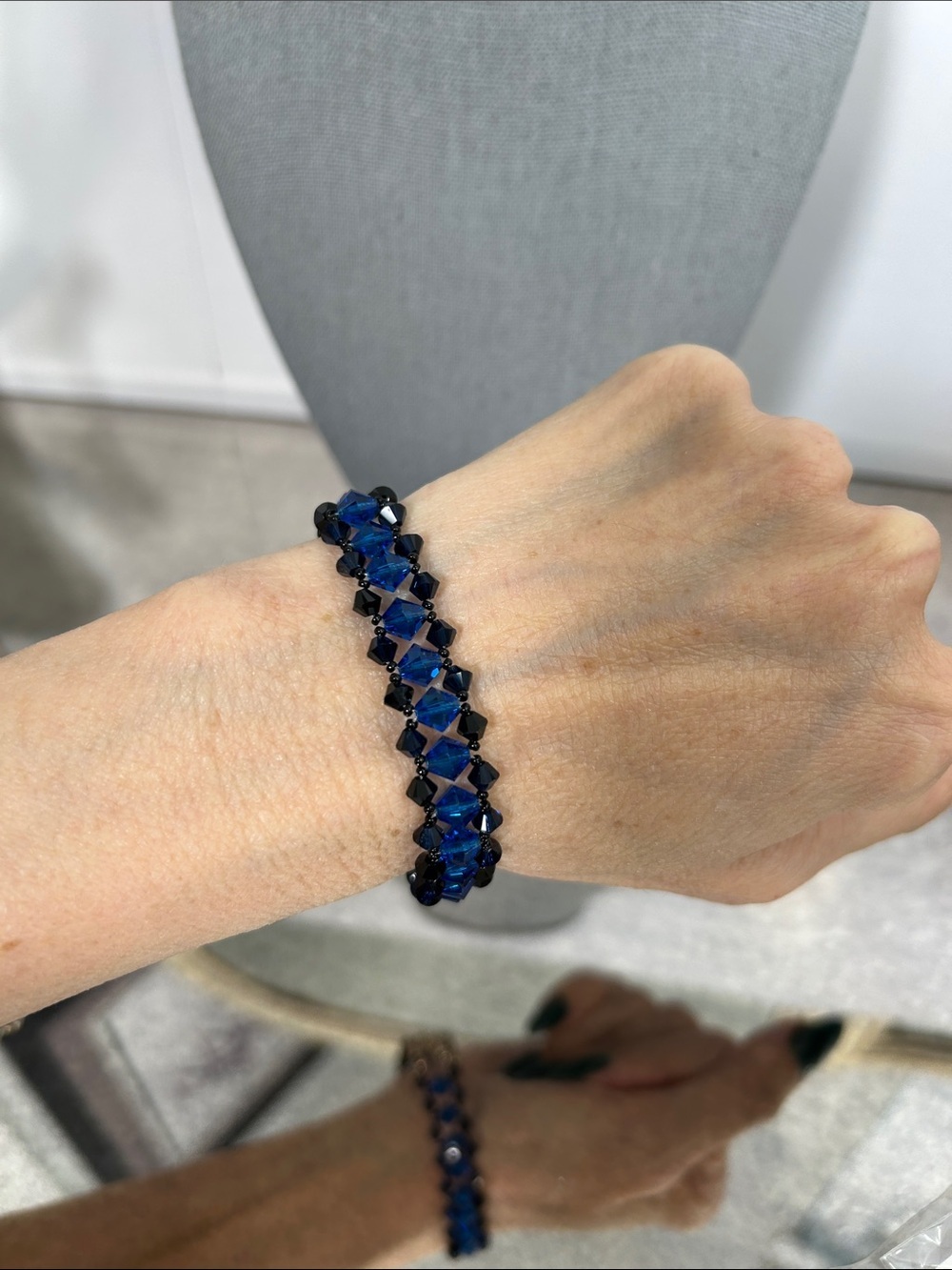 Goth Vibes Blue Crystal Bracelet with Beautiful Box Clasp - Women Jewelry